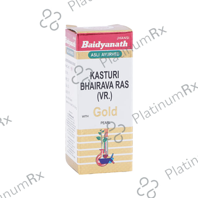 Baidyanath (Jhansi) Kasturi Bhairava Ras (Vr.) with Gold Pearl Tablet