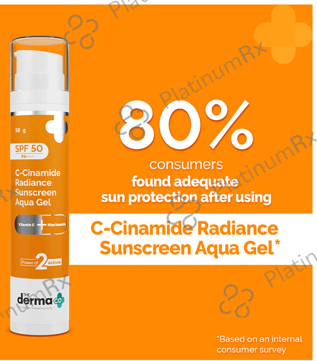 The Derma Co C Cinamide Radiance Sunscreen SPF 50 PA++++ Aqua Gel 50gm