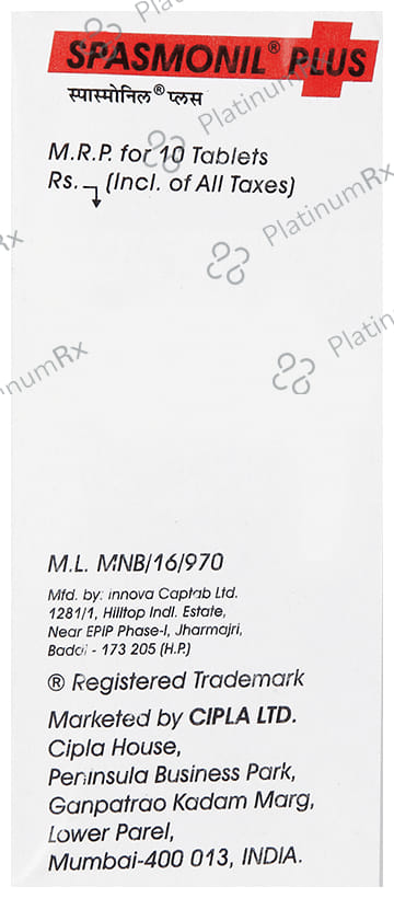 Spasmonil Plus 10/250mg Tablet 10s