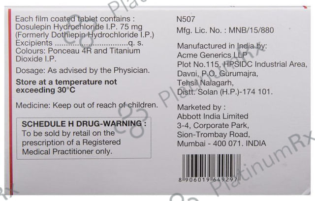 Prothiaden 75mg Tablet 15s