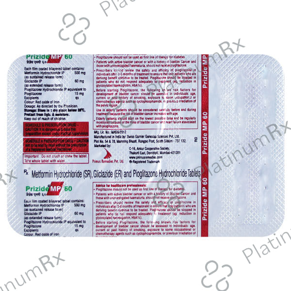 Prizide MP 60/15/500mg Tablet 15s