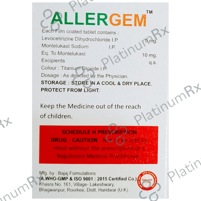 Allergem 10/5mg Tablet 10s