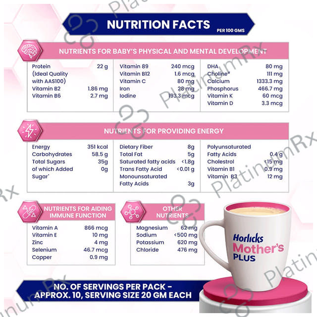 Horlicks Mother's Plus Nutrition for Pregnancy & Lactation - Flavour Vanilla