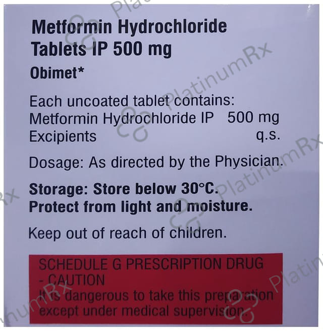 Obimet 500mg Tablet 15s