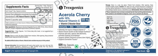 Trexgenics Acerola Cherry with Natural Vitamin C Veg. Capsules