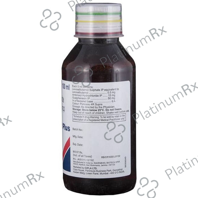 Asthalin Plus 15/50/0.5mg Syrup 100ml
