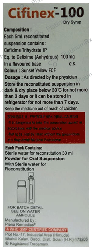 Cifinex 100 Dry Syrup Orange