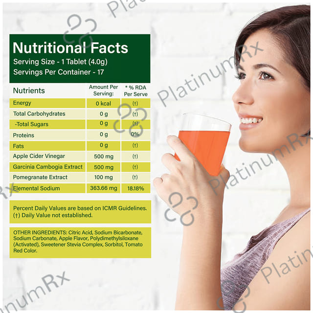 Wellbeing Nutrition Apple Cider Vinegar ACV with The Mother - Effervescent Tablet for Weight Management 1 Bottle