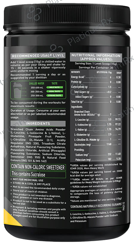 MuscleBlaze Pineapple - BCAA Pro Powerful Intra-Workout - With Electrolytes - For Energy, Faster Recovery & Hydration