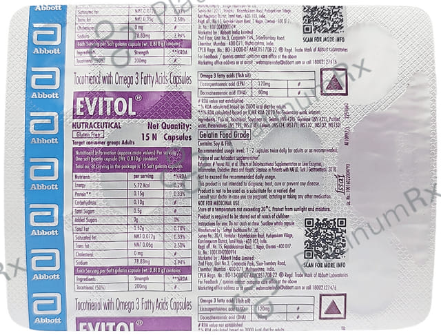 Evitol Gluten Free 80/120/200mg Capsule 15s
