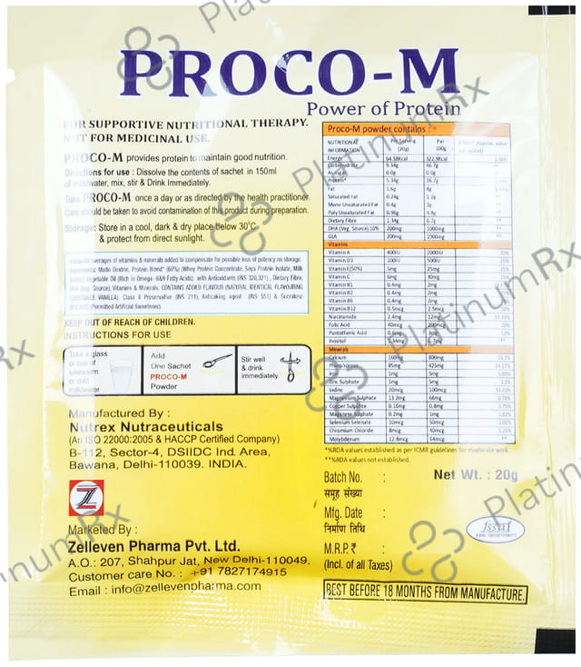 Proco -M Sugar Free Sachet Vanilla