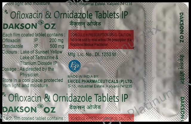 Dakson OZ 200 mg/500 mg Tablet