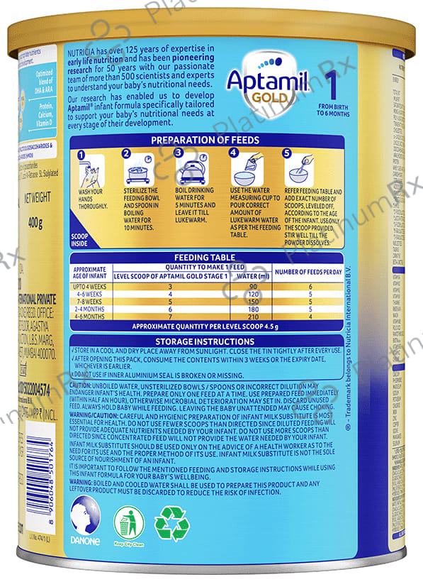 Aptamil Gold Stage 1 (6 Months) Powder 400gm