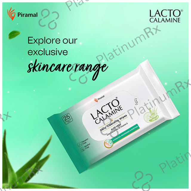 Lacto Calamine Daily Cleansing Wipes with Aloe Vera, Cucumber & Vitamin E