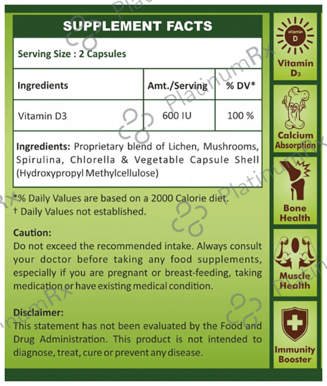 Geofresh Natural Plant Based & Organic Vitamin D3 Veg Capsule 60s