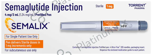 Semalix 1mg Injection (1 Multi-dose Disposable Pen, 4 Needle, 4 Alcohol Swab)