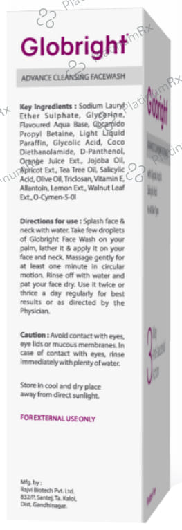Globright 3 Way Anti-Bacterial Action Advance Cleansing Facewash (100ml Each) 2 Tube