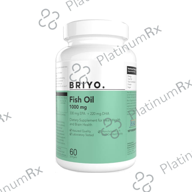 Briyo Fish Oil 1000mg, 330mg EPA 22mg DHA Softgel for Heart and Brain Health