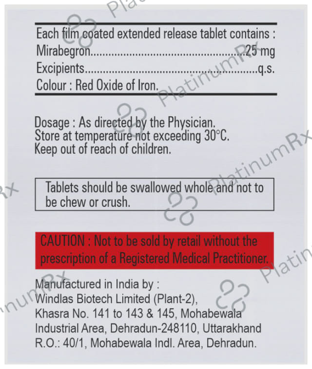 Mirahype 25mg Tablet ER 10s