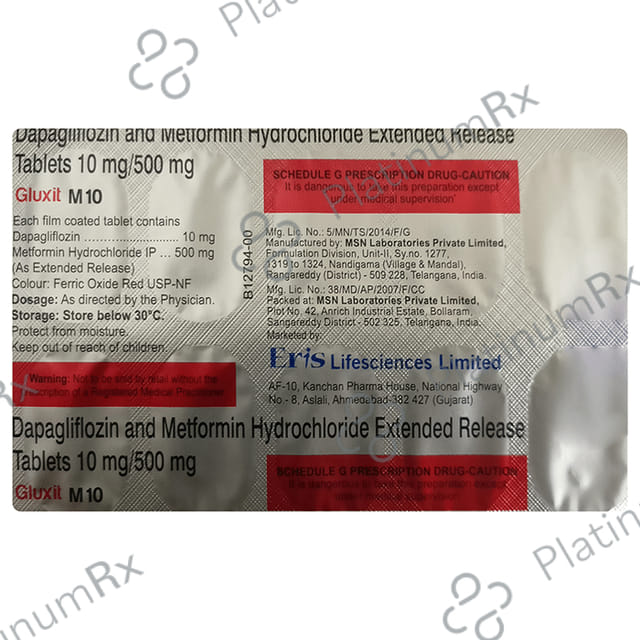 Gluxit M 10 ER 10/500mg Tablet 10s