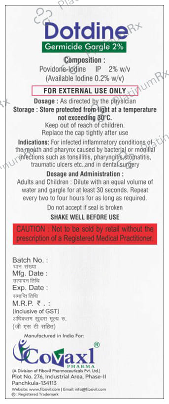 Dotdine Germicide Mint Flavour Gargle 100ml