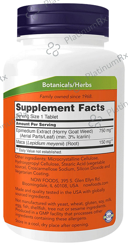 Now Foods Horny Goat Weed Extract 750mg Tablet