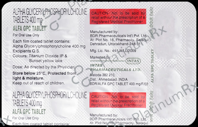 Alfa GPC 400mg Tablet 10s