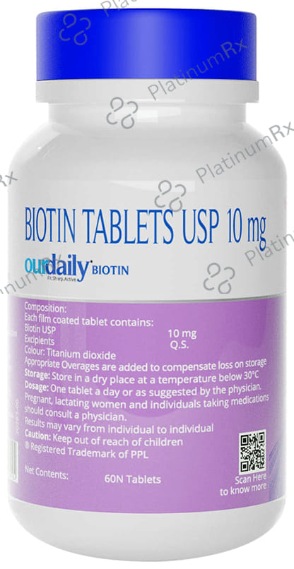 OurDaily Biotin 10000mcg for Healthy Hair, Skin & Nails Tablet 60s