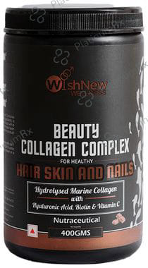 Wishnew Wellness Beauty Collagen Complex Powder for Healthy Hair, Skin and Nails with Hydrolysed Marine Collagen Hyaluronic Acid, Biotin & Vitamin C