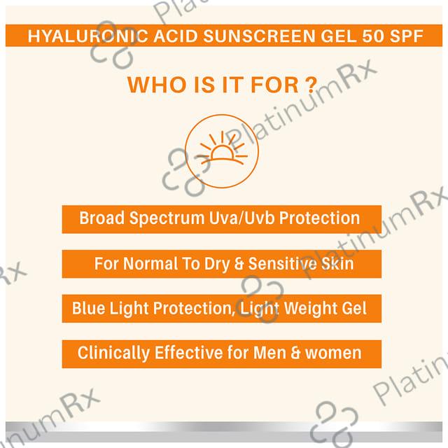 Dermora Hyaluronic Acid Sunscreen SPF 50 PA++++ Gel 50ml