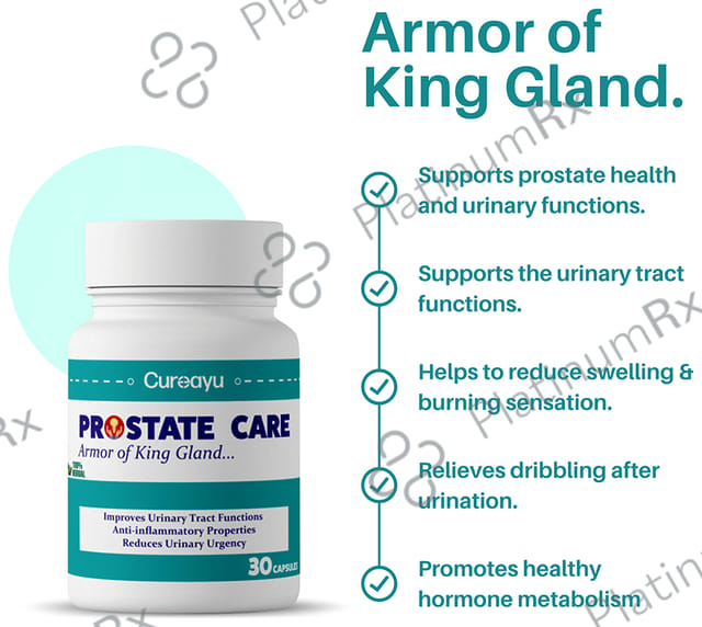 Cureayu Prostate Care Capsule- For Healthier Prostate Functions - Slows Down Aging Effects - Controls Frequency and Urgency of Urination