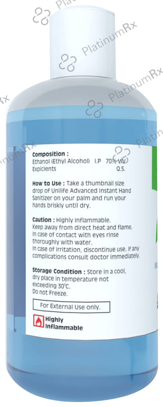 Unilife Advanced Instant Liquid Hand Sanitizer Refreshing Lemon 200 Sanitizer