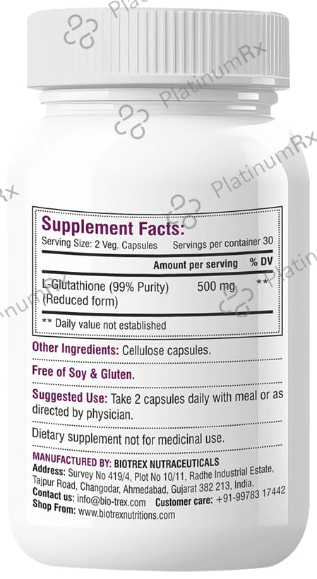Biotrex Glutathione 500 mg Veg Capsule