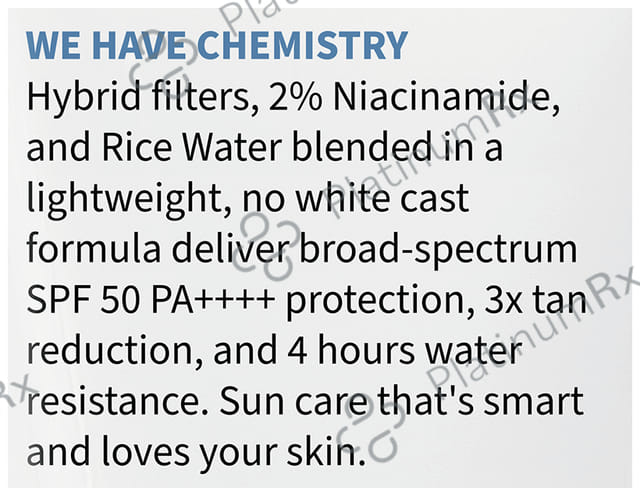 Plum 2% Niacinamide & Rice Water Hybrid Face Sunscreen SPF 50 PA+++ Cream 15 gm