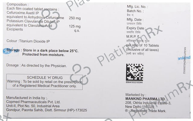 Cefakind CV 250/125mg Tablet 10s