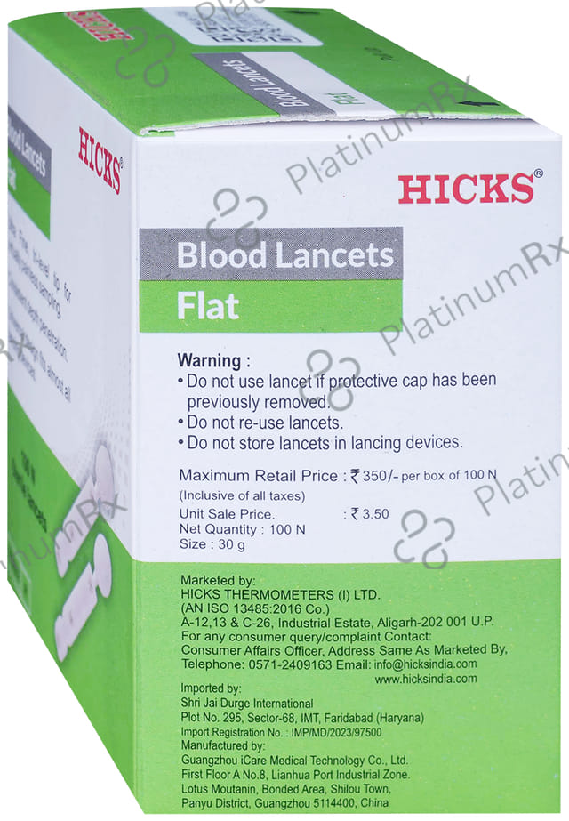 Hicks Flat Blood Sterile Lancets (Only Lancets)