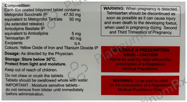 Met XL AMT 50/5/40mg Tablet ER 15s