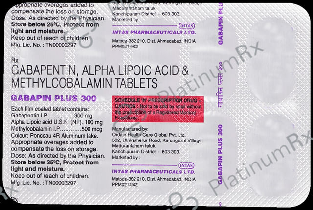 Gabapin Plus 300mg Tablet 10s