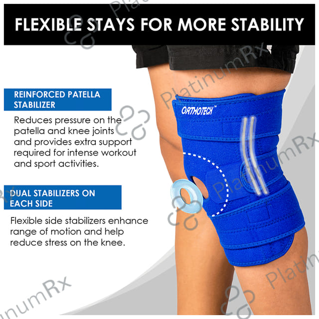 Orthotech OR 2131 Open Patella Knee Support With Stays Large Blue 1s