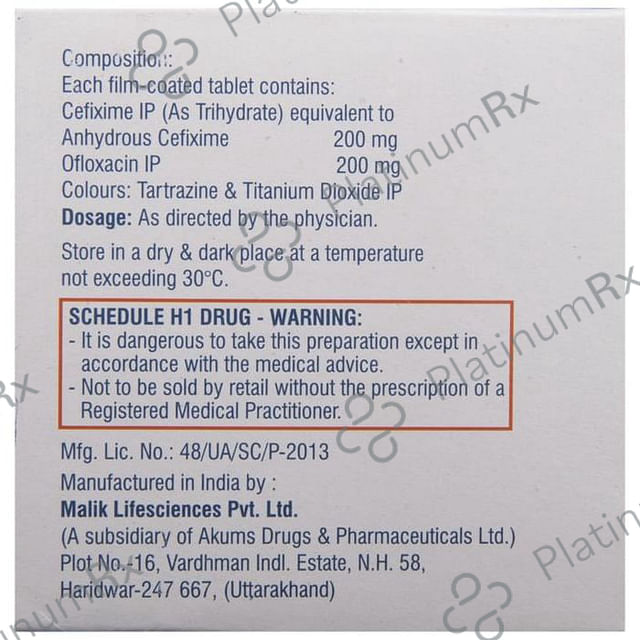 Zanocin Plus 200/200mg Tablet 10s