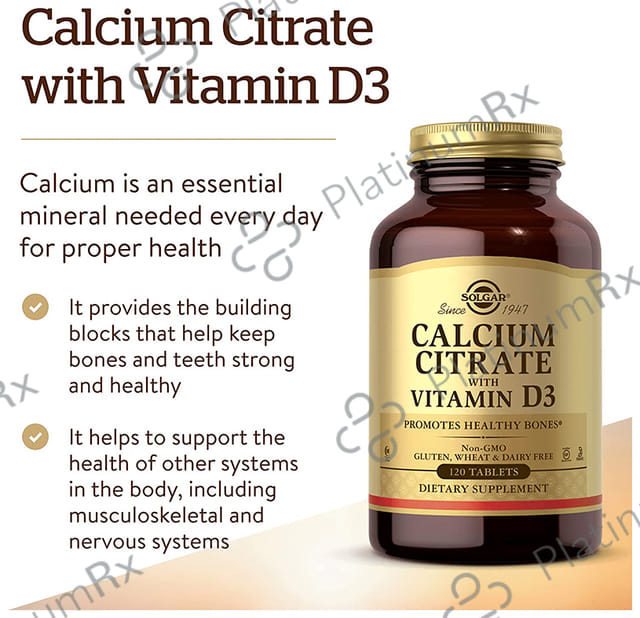 Solgar Calcium Citrate with Vitamin D3 Tablet 120s