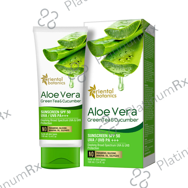 Oriental Botanics Aloe Vera Green Tea & Cucumber Sunscreen SPF 50 Cream 100ml