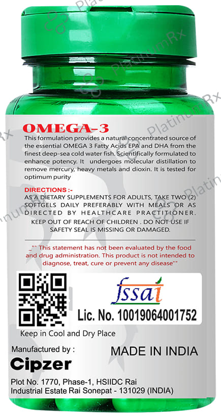 Cipzer Omega 3 Fish Oil Softgel Capsule 60s