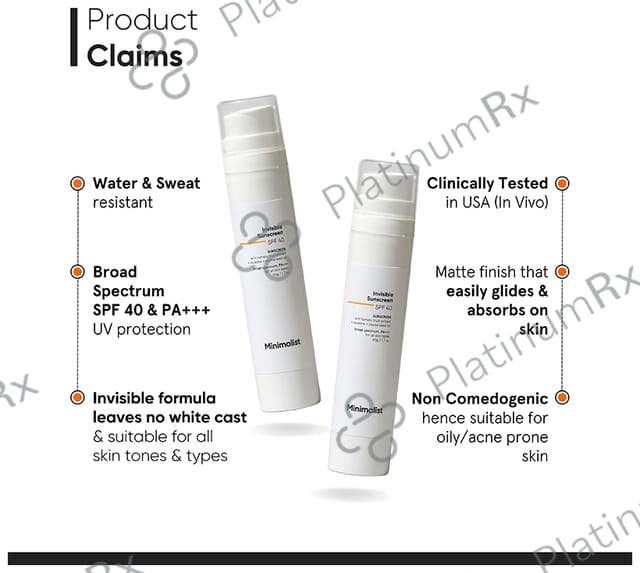 Minimalist SPF 40 PA+++ Invisible Sunscreen Light SPF 40 Gel 50ml