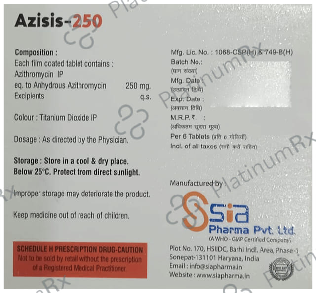 Azisis 250mg Tablet 6s