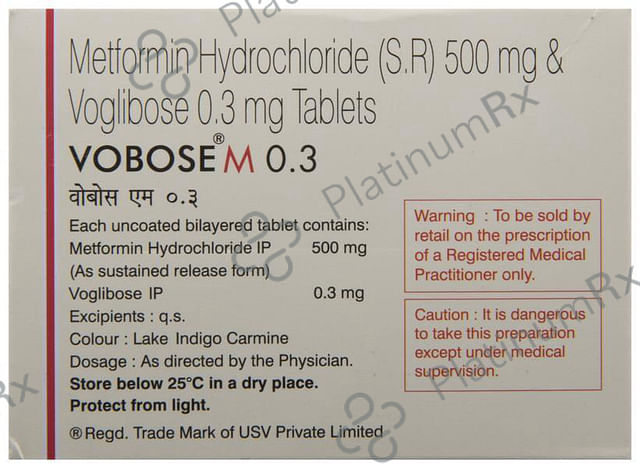 Vobose M 0.3 500/0.3mg Tablet SR 10s