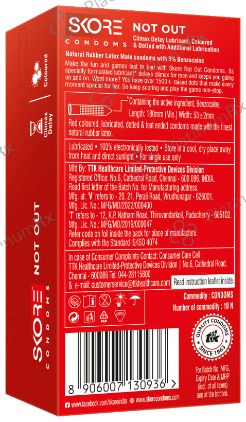 Skore Not Out Climax Delay Condom 10s