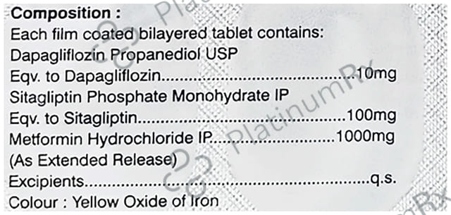 Dapacose Trio 10/1000/100mg Tablet 10s