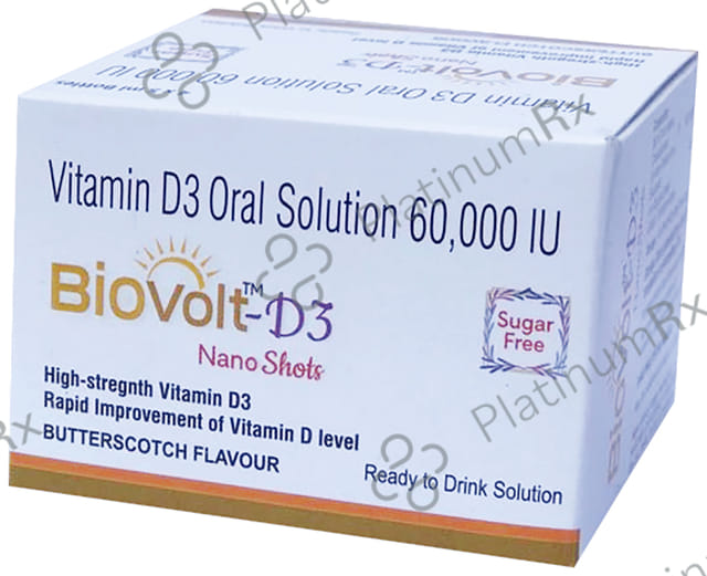 Biovolt D3 Nano Shot 60000IU Butterscotch Flavour Sugar Free Oral Solution 5ml