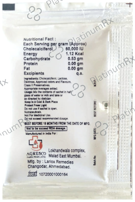Vitcorich D3 60000IU Orange Flavour Sugar Free Sachet 1gm